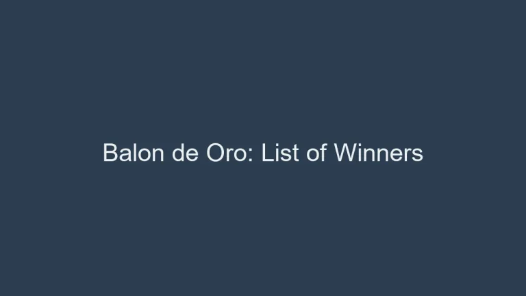 Balon de Oro: List of Winners